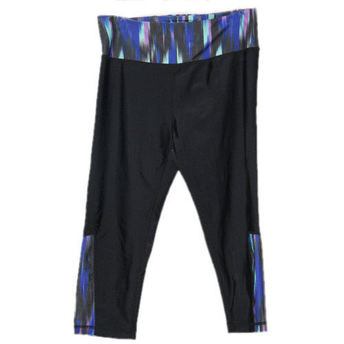 Polyester / Spandex Black Yoga Pants , Anti - Bacterial Cool Yoga Pants